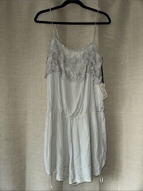 Liberty Garden Lace-Trim Cami Romper in Light Gray Sz L NWT